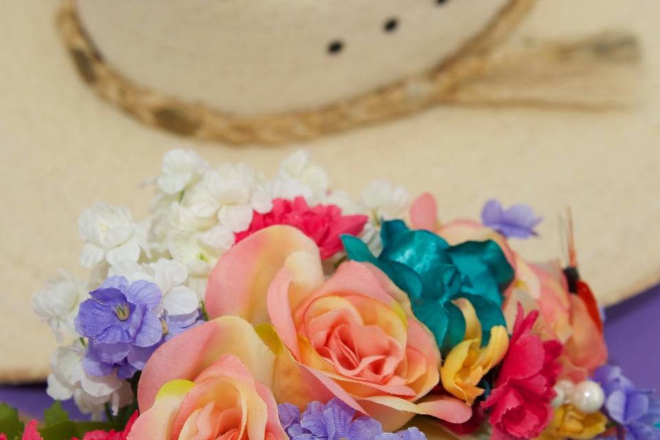 Cowboy hat and bouquet