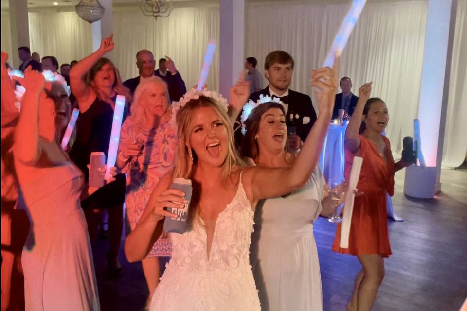 Happy bride at reception