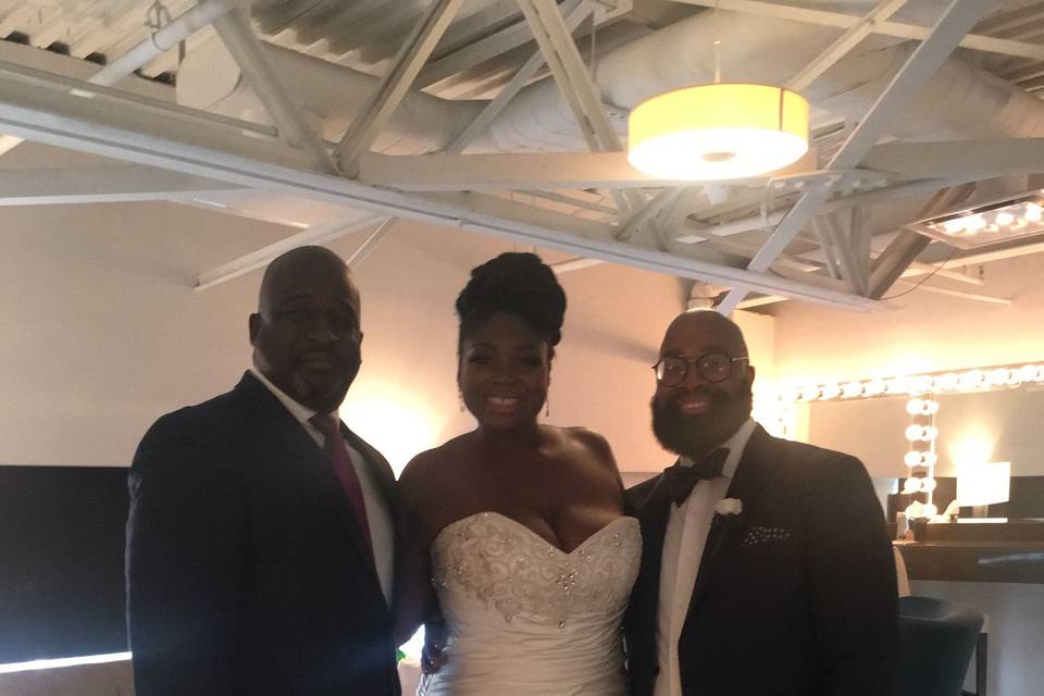 Bride Jane & Groom James w/Pastor Demetrius Lawrence