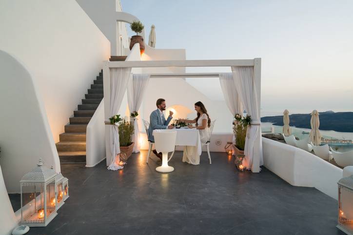 Romantic dinner in Greece