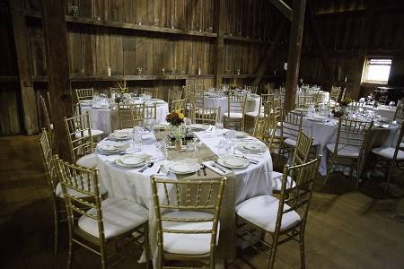 Rustic wedding reception setting