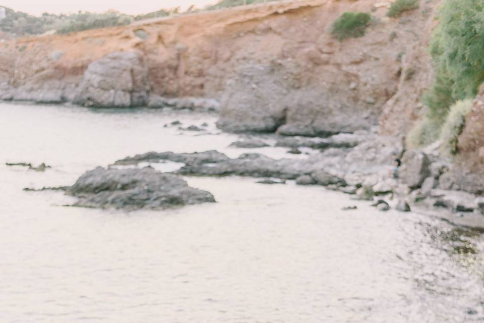 Newlyweds by the water