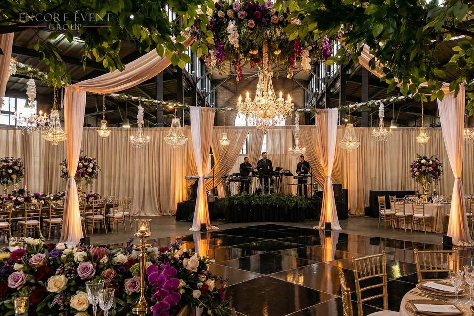 Black floor with floral