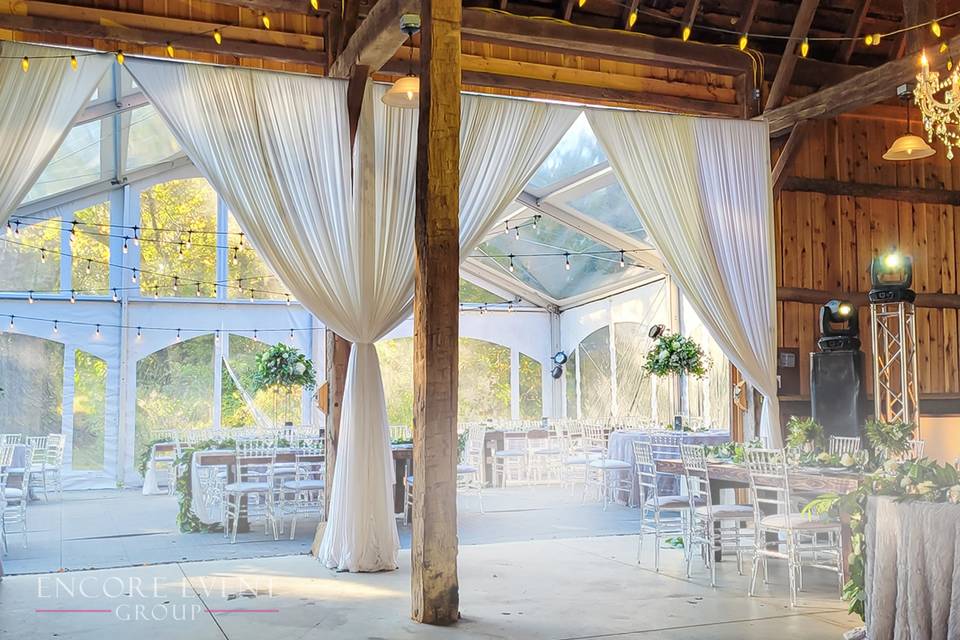 Barn door draping & stringers