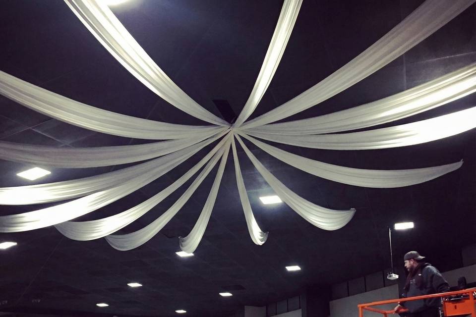 White ceiling drapery