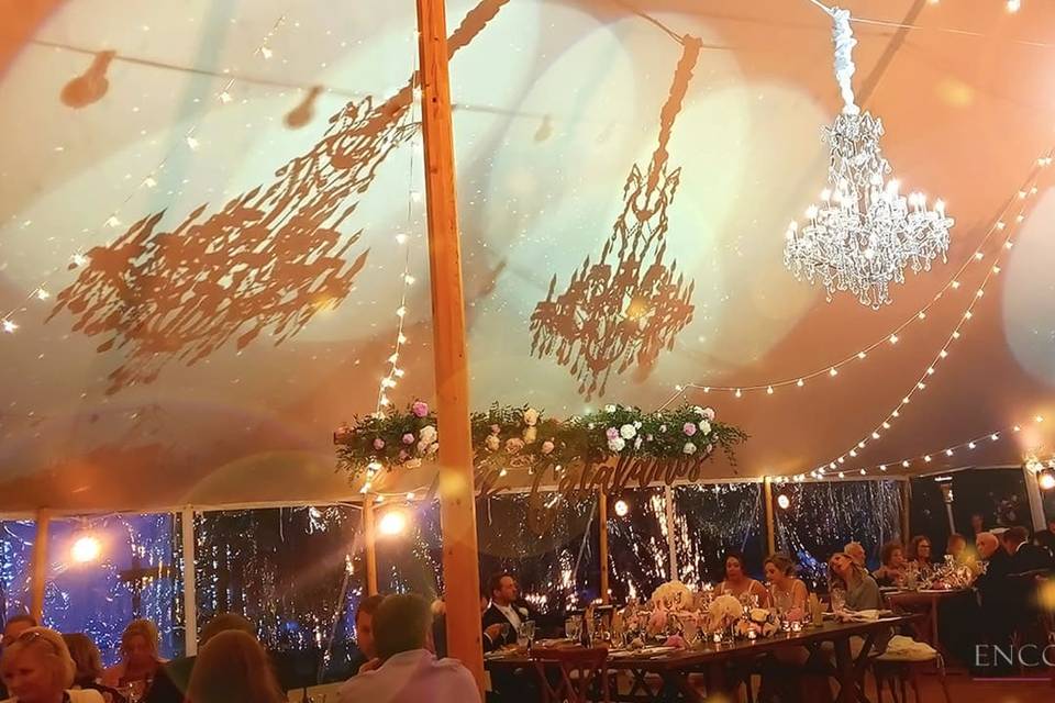 Sail cloth tent uplights