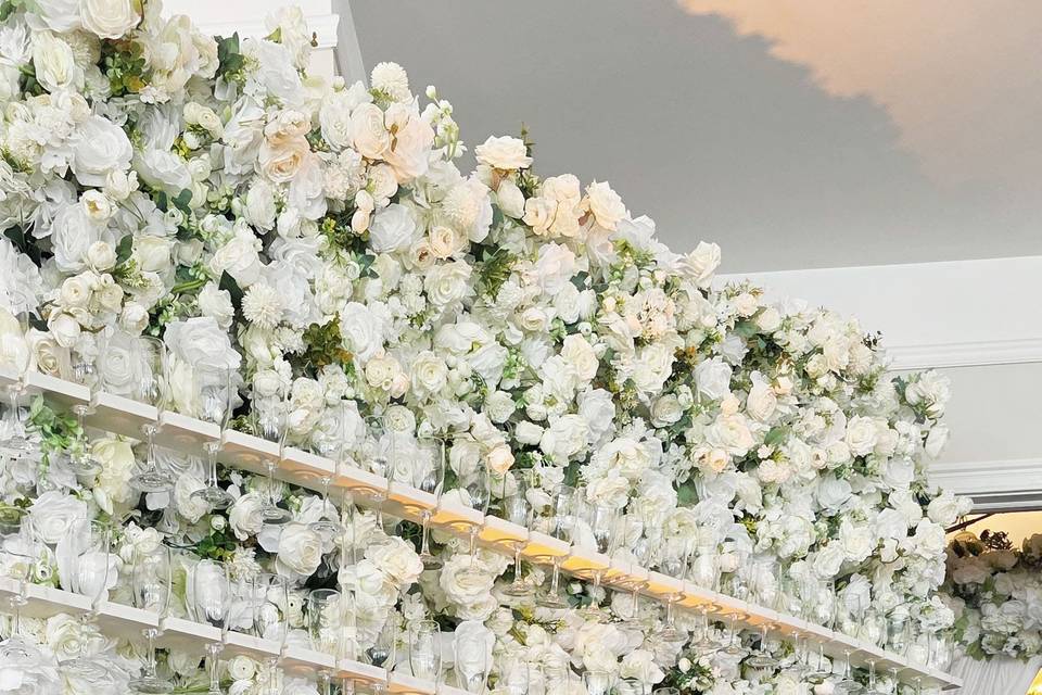 White green flower wall champa