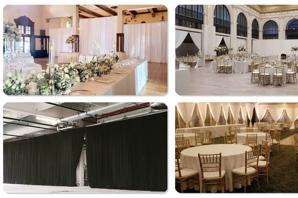 Examples of wall pipe & drape