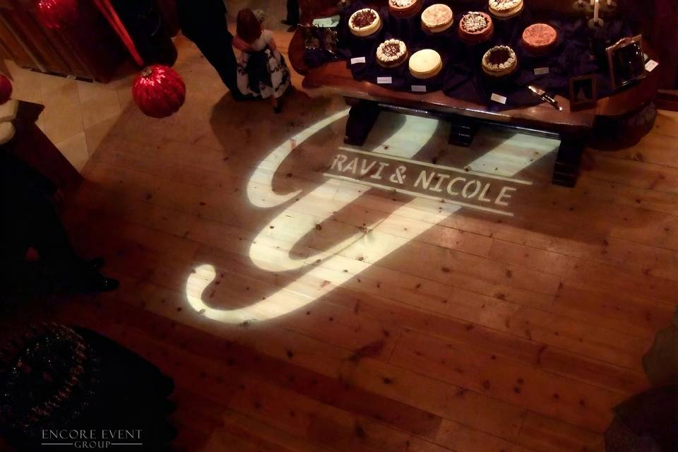 Gobo aimed at floor from stair