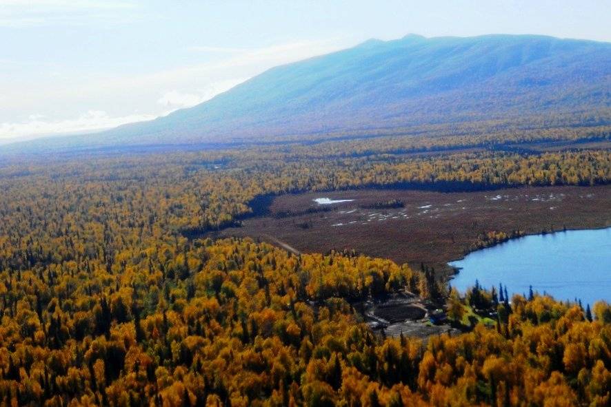 EagleSong Farm on the shores of Trail Lake, Alaska with Mt. Susitna or as locals call her 