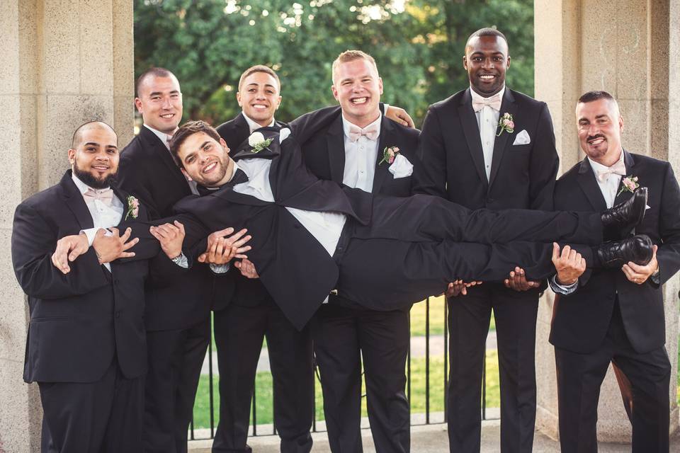 Silly groomsmen shots