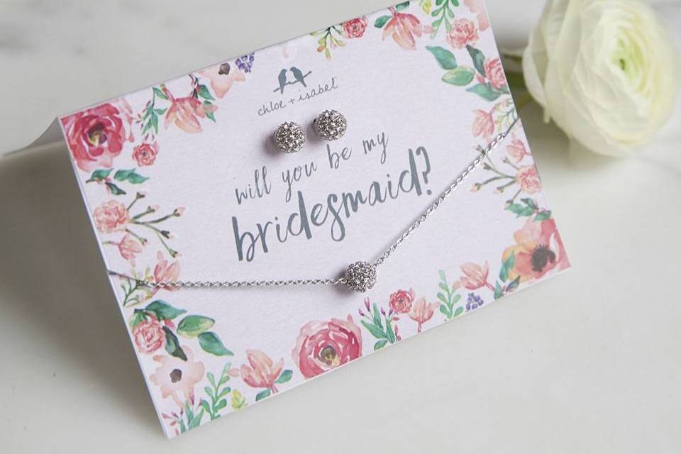 Will you be my Bridesmaid?
Pave Ball Stus Earrings $28  E201P
Pave Ball sliding pendant necklace $28  N235