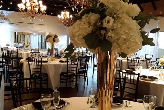 Table setup with centerpiece