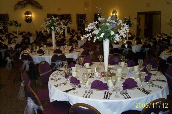 Table setup with centerpiece