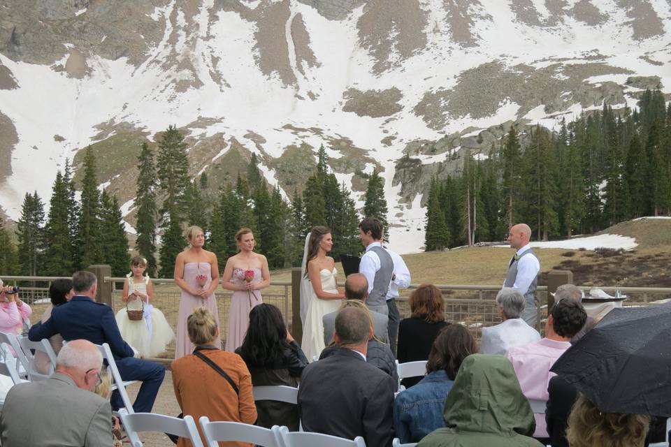 A Sharp Dj service at Arapahoe Basin for an outdoor ceremony in June.