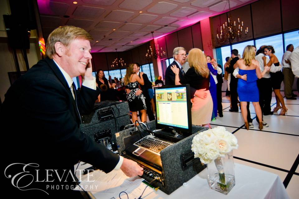 Dj Farrell of A Sharp Dj Service at work at the Grand Hyatt.