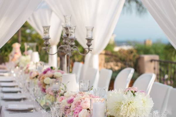 Table setup with centerpiece