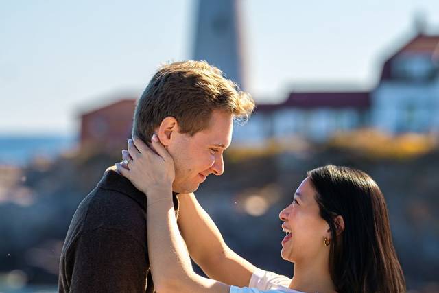Candid engagement moment with
