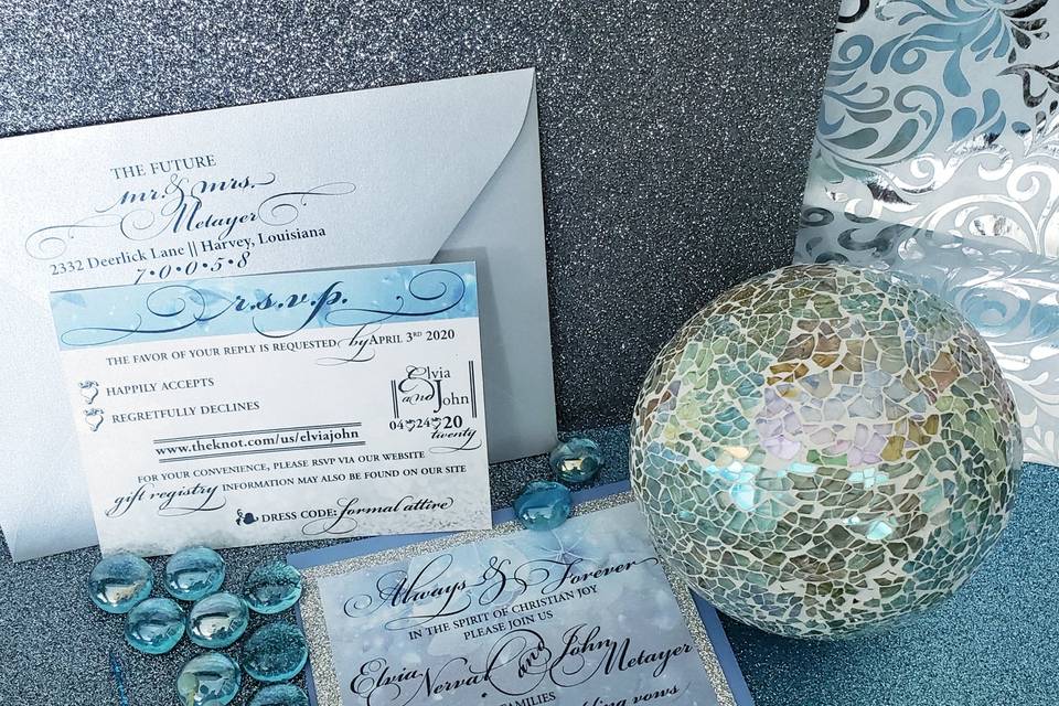 Aqua blues invitation