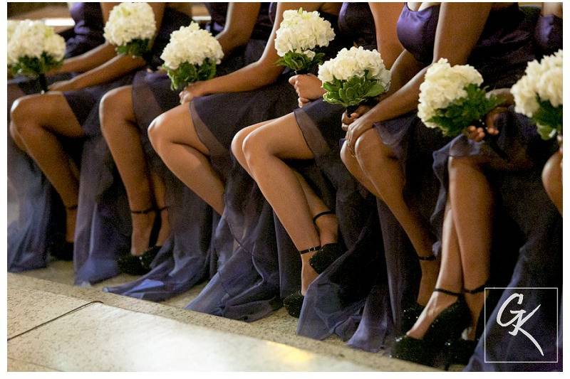 Bridesmaids in formation
