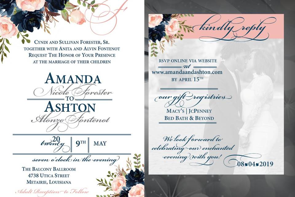 Blush navy monogram