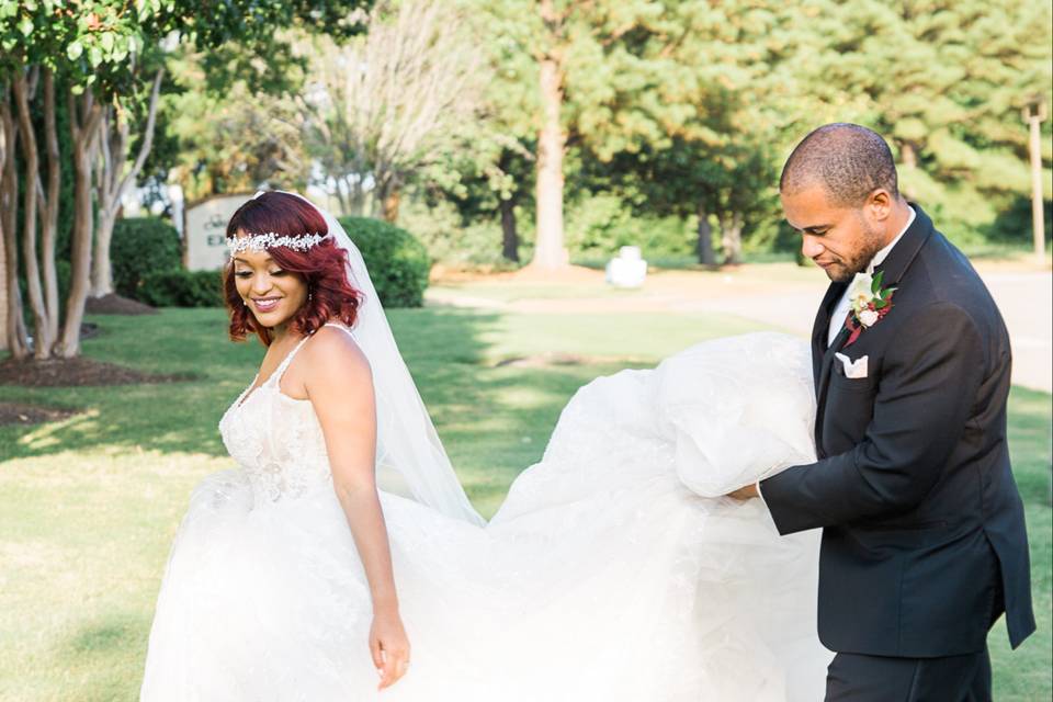 Taking a wedding day stroll