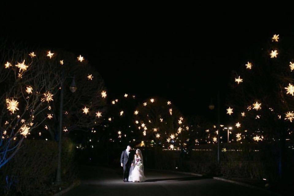 Bride & groom at night