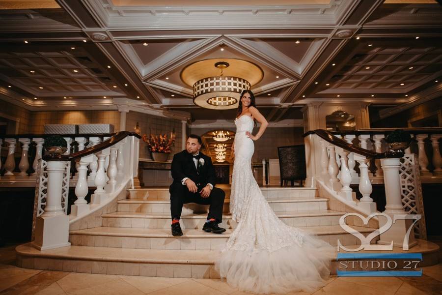 Bride & groom in main lobby