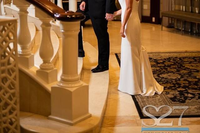 Bride & groom in main lobby