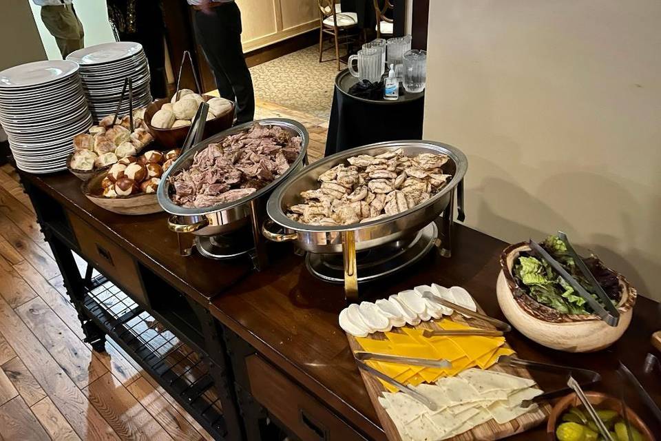 Buffet set up in bar