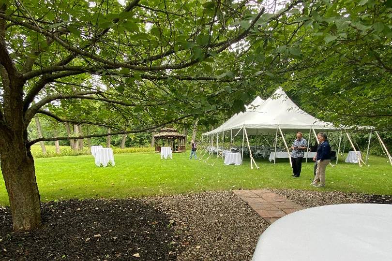 Tent set up at Glendoveers