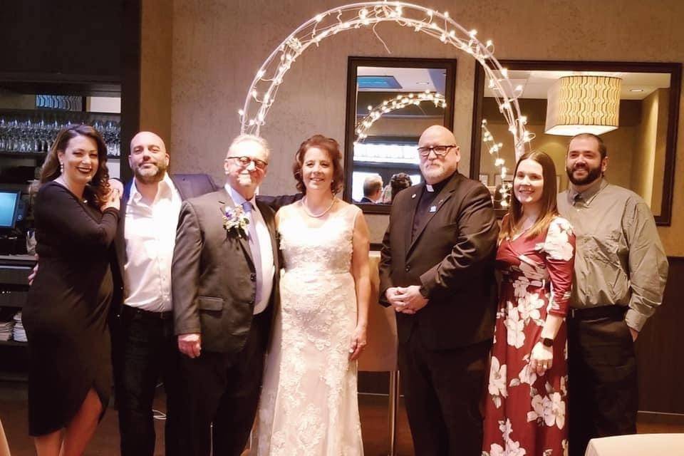 Posing with newlyweds