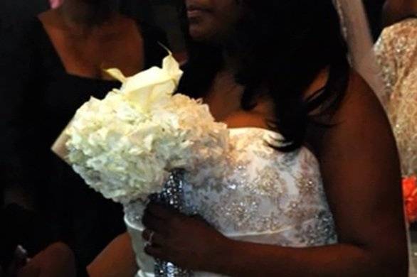 The bride holding her bouquet