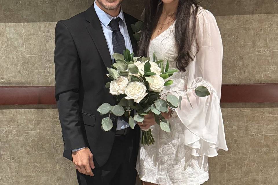 Timeless White Rose Wedding Fl