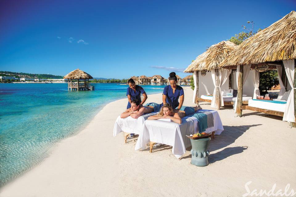 Couples massage on the beach