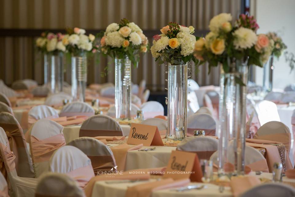 Reception tables and floral