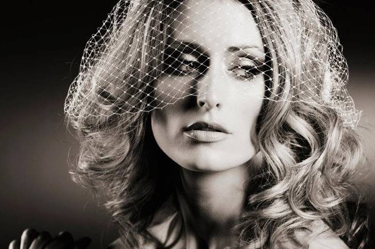 Bride in a netted veil