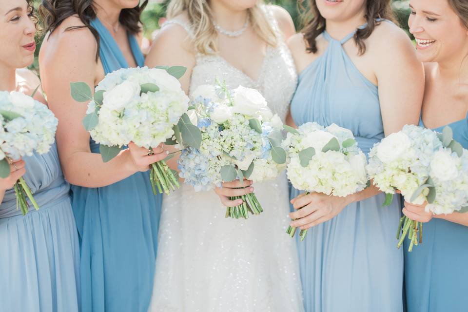 Blue Bridesmaids Bouquets