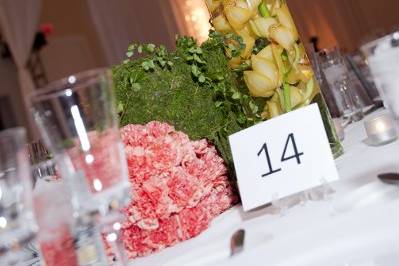 Table setup with floral centerpiece