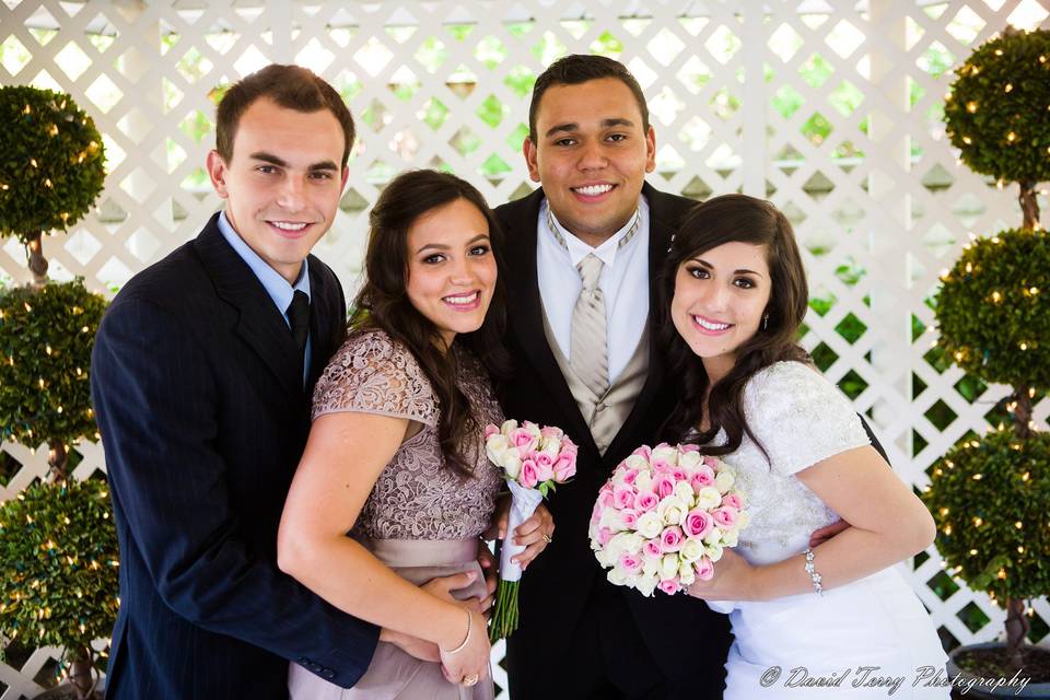 Bride and groomsmen and maid of honor