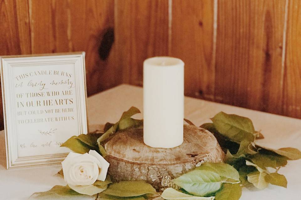 Memorial Candle with custom designed sign