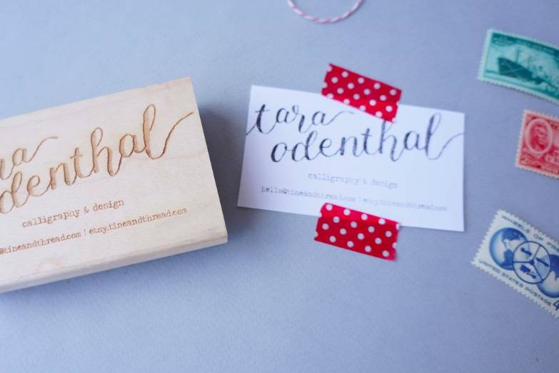 Custom calligraphy rubber stamps.  Perfect for return addressing, favor tags, Save the Dates and anything else that needs a touch of calligraphy.