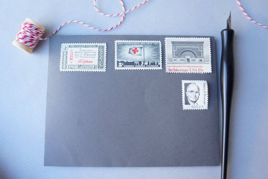 Custom vintage postage stamps sets in black