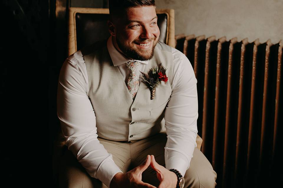 Groom getting ready