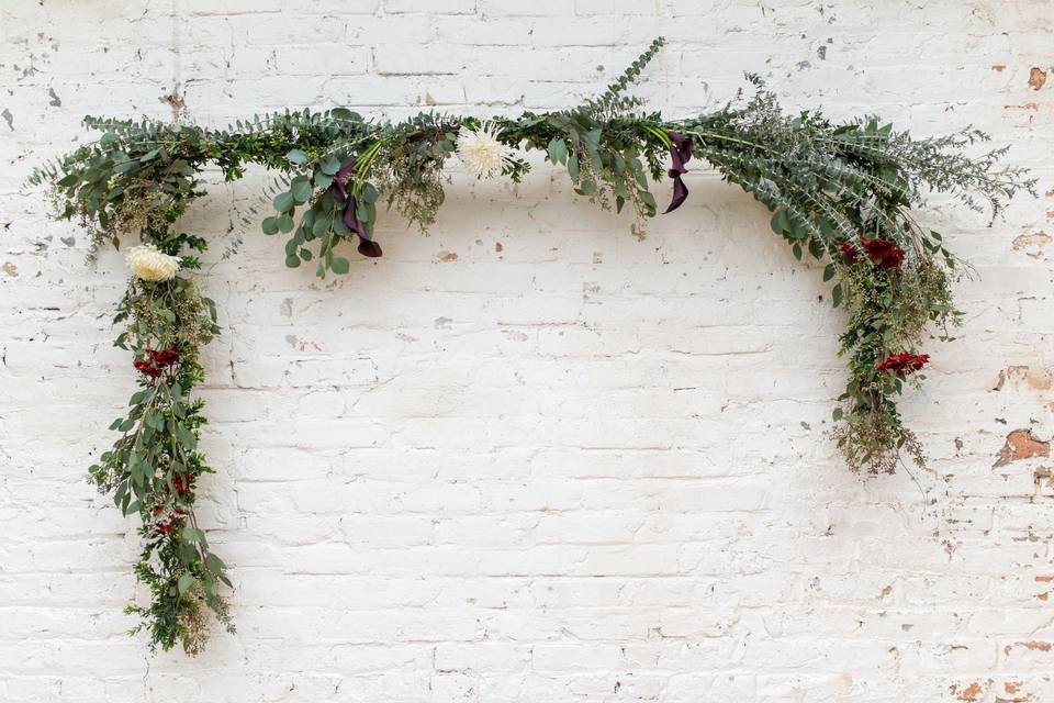 Floral backdrop detail.