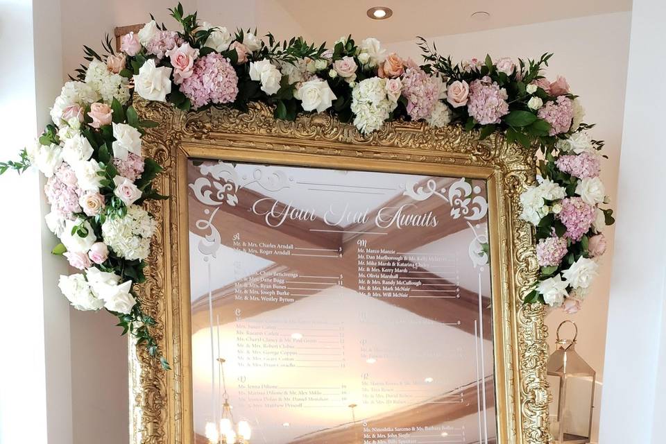 Placecard mirror flowers