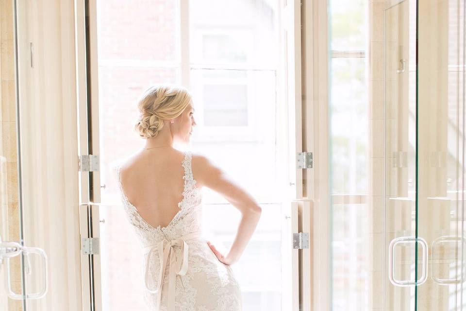 Bride in her wedding gown