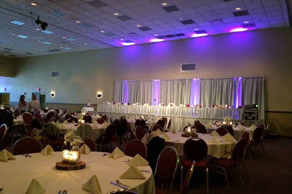 Up lighting in the Ballroom at the La Crosse Center