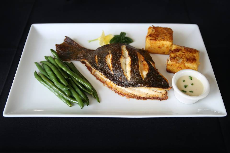 Whole crab stuffed flounder