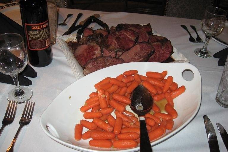 Prime rib and honeyed carrots